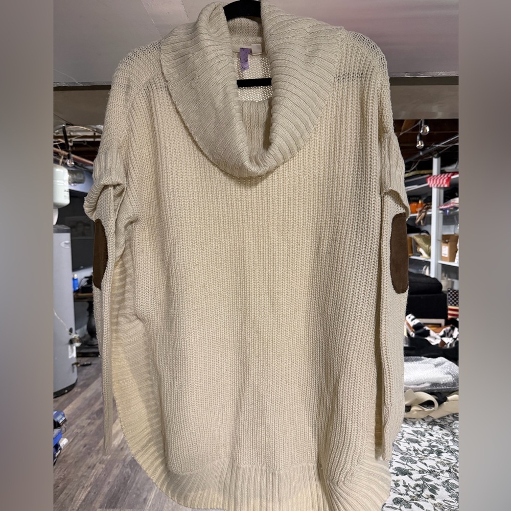 Two Alya Cowl Neck Sweater with Brown Accents
